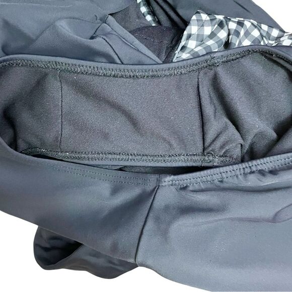 Albion Black Check Castaway One Piece Swimsuit Size Small Black Gingham Zip Back - Picture 13 of 16